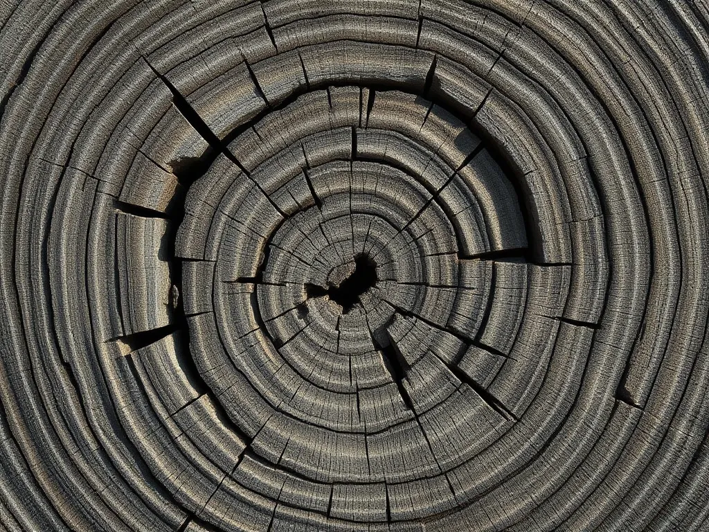 A detailed close-up of an old oak tree rings, symbolizing ti